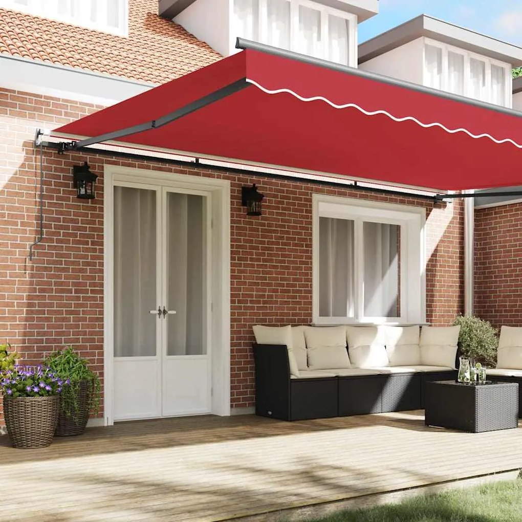 Toldo Vermelho Manual Vermelho 500 × 300 cm Acrílo