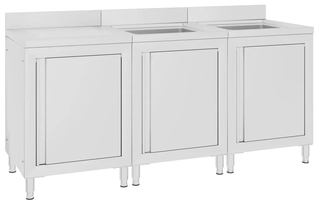 vidaXL Armário c/ lava-louça cozinha comercial 180x60x96cm aço inoxid.