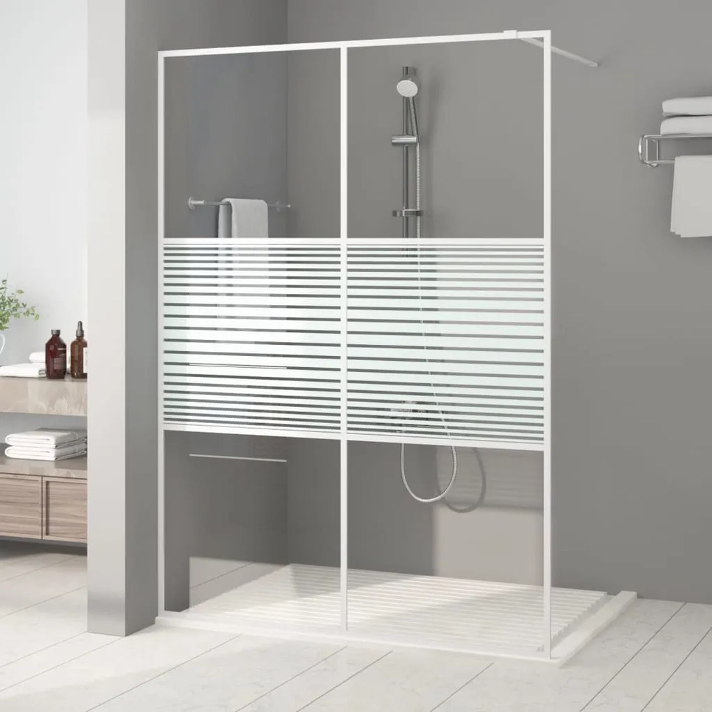 152154 vidaXL Divisória de chuveiro 140x195 cm vidro transparente ESG branco