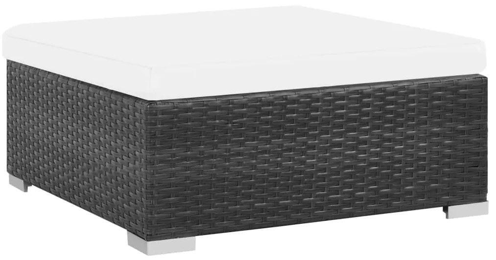 6 pcs conjunto lounge de jardim c/ almofadões vime PE preto