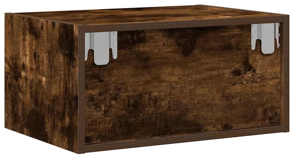 Mesa de cabeceira de parede com luzes LED carvalho fumado