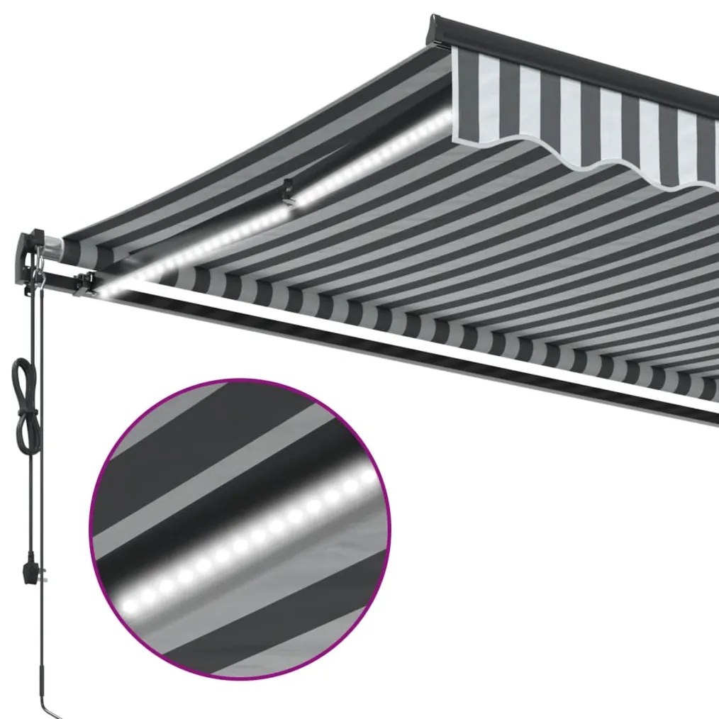 Toldo retrátil automático com LEDs 300x250 cm antracite/branco