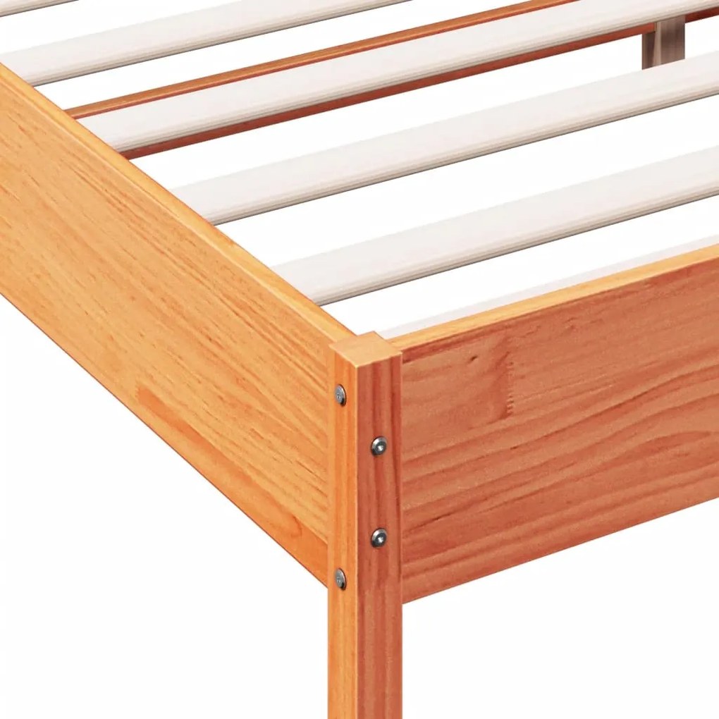 Cama sem colchão 140x190 cm pinho maciço castanho-mel