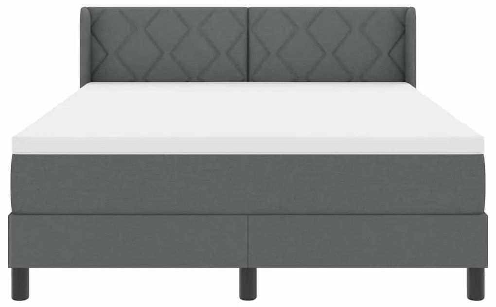Cama Box com Colchão em Cinza Escuro, 140x200 cm, Tecido