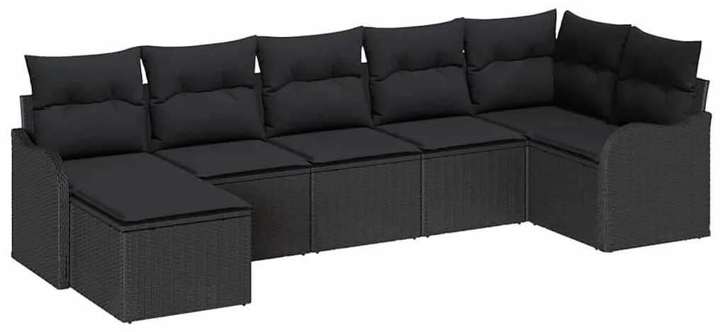 Conjunto de Sofá de Jardim com 7 Peças e Almofadas em Rattan Poliéster