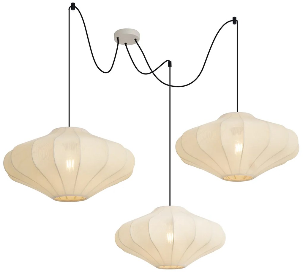 Candeeiro suspenso Japandi bege 50cm 3-luzes - Plu Japandi