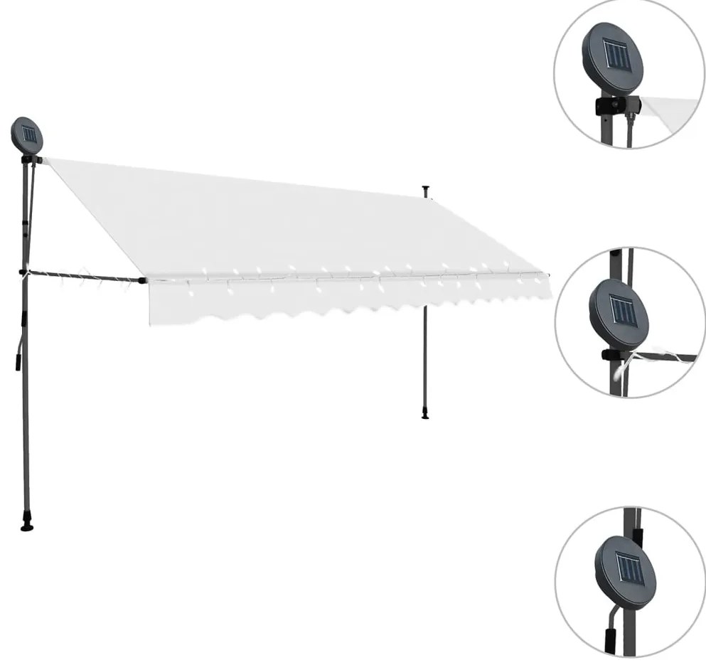 Toldo retrátil manual com LED 400 cm creme