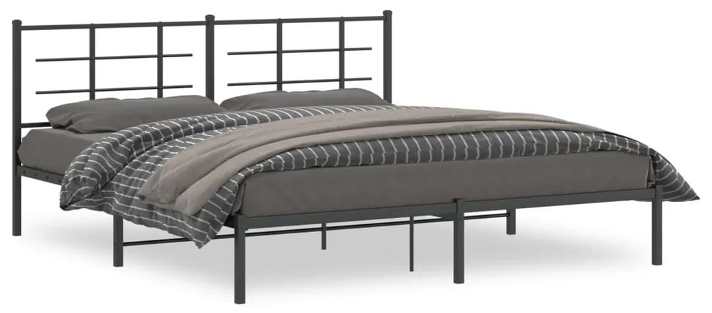vidaXL Estrutura de cama em metal com cabeceira 180x200 cm preto