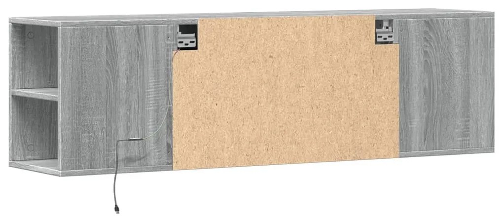 Móvel de parede p/ TV c/luzes LED 135x31x39,5cm cinzento sonoma