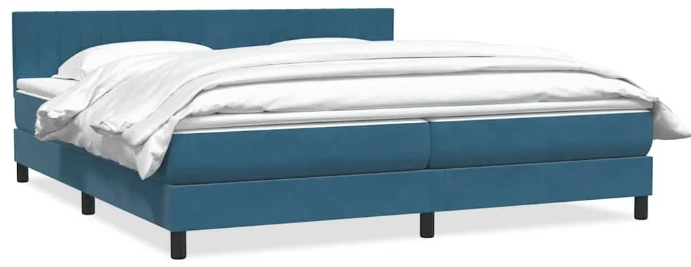vidaXL Cama com molas/colchão 180x210 cm veludo azul-escuro