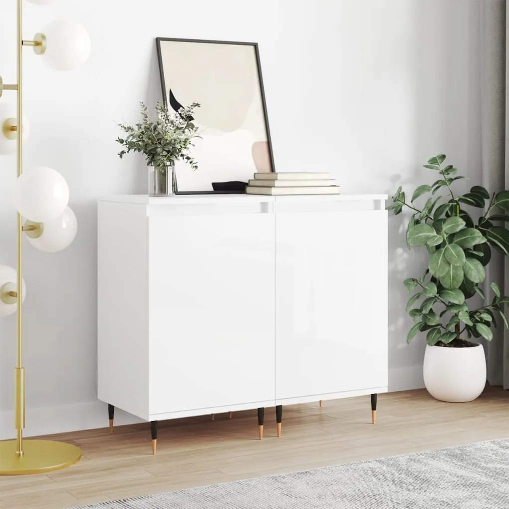vidaXL Aparadores 2 pcs 40x35x70 cm deriv. de madeira branco brilhante