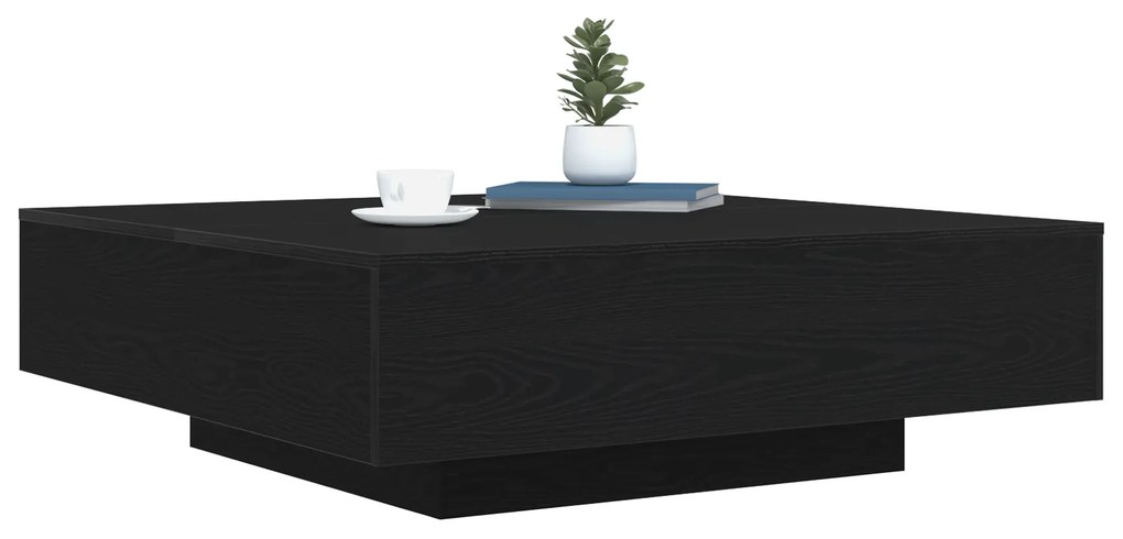 Mesa de Café vidaXL com Luzes LED Carvalho Preto 100x100x31 cm