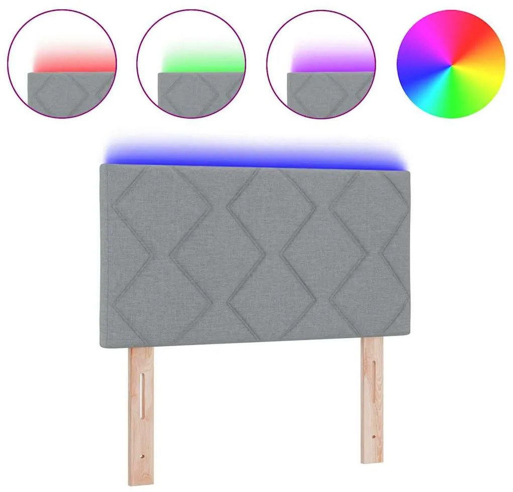 Cabeceira LED Conjunto de 2 Cinza claro Tecido, Madeira 80 cm