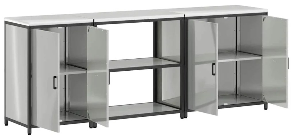 Conjunto de Armazenamento de Cozinha com prateleira Outros 3 pcs Prata