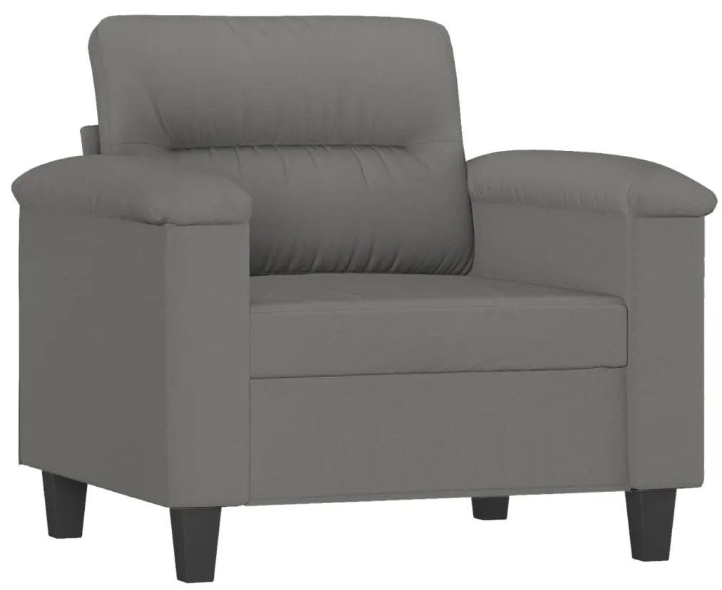 3 pcs conjunto sofás c/ almofadas microfibra cinza-escuro