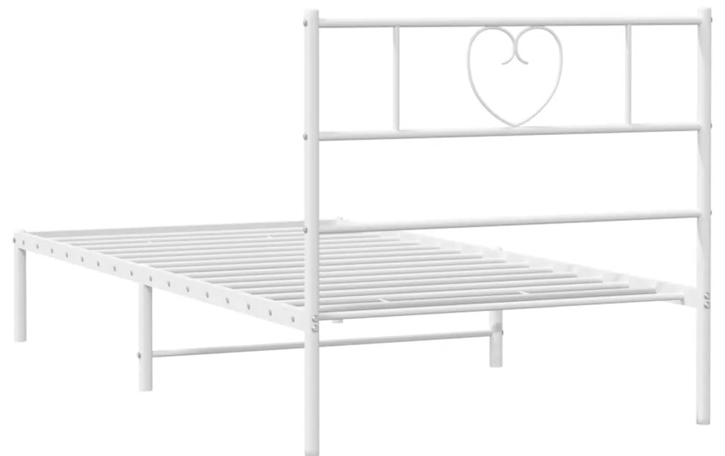 Estrutura de cama com cabeceira 100x190 cm metal branco