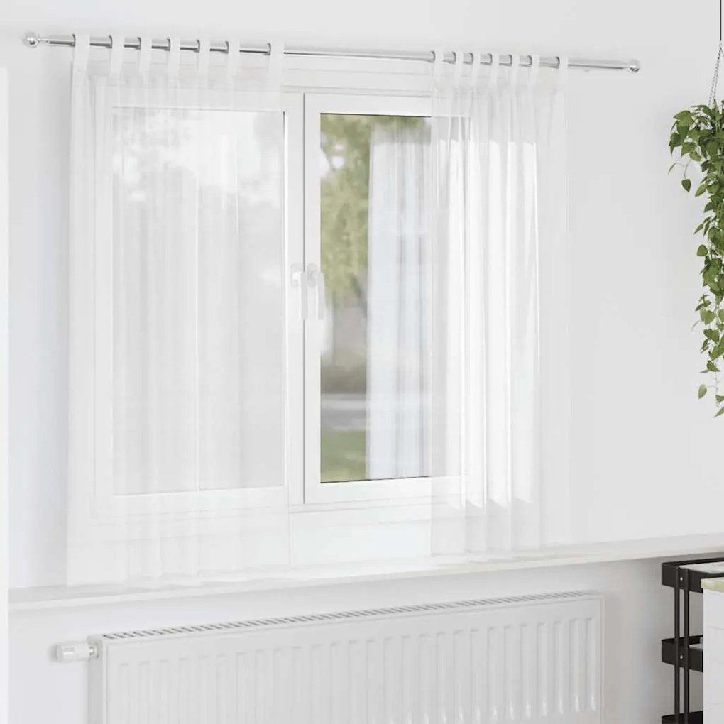 Cortinas de voile com laços 2 pcs branco 140x175 cm