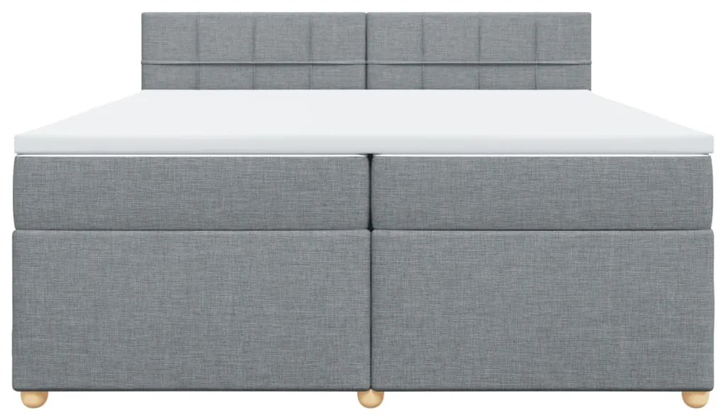 Cama com molas/colchão 200x200 cm tecido cinza-claro