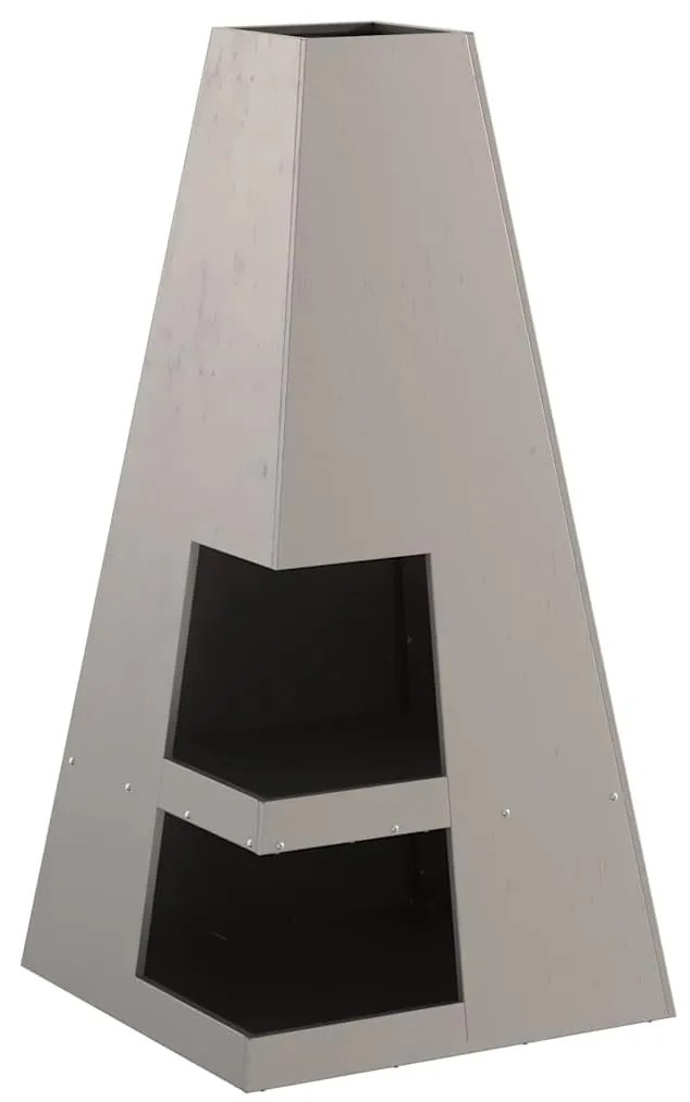 Churrasqueira com espaço pra lenha 50 x 50 x 100 cm - Aço envelhecido