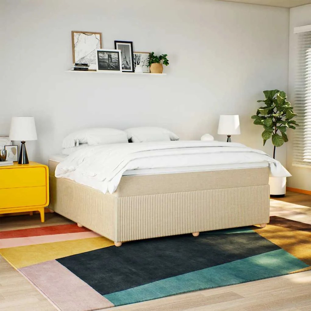 Cama com molas/colchão 180x200 cm tecido cor creme