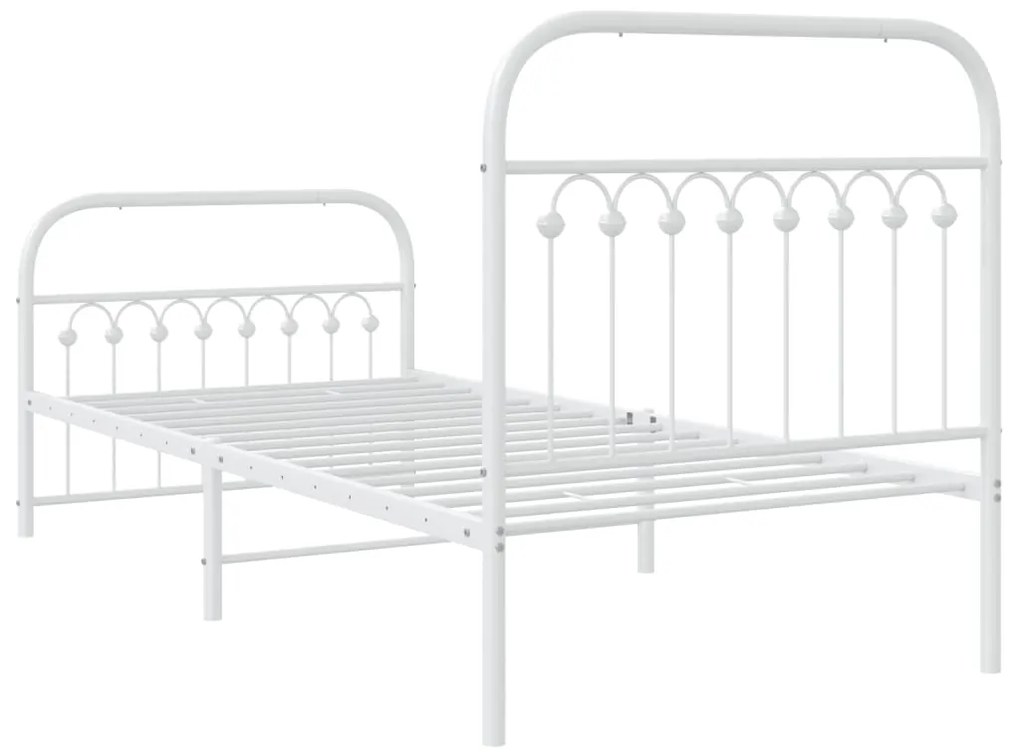 Estrutura de cama com cabeceira e pés 90x190 cm metal branco