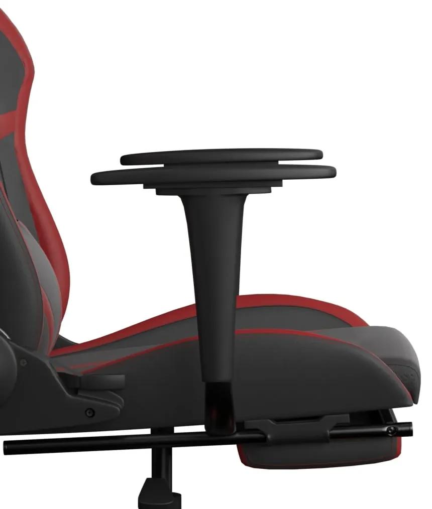Cadeira gaming massagem + apoio couro art. preto/vermelho tinto