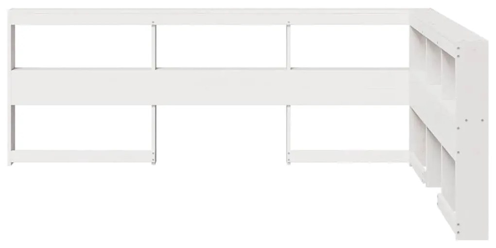 Estante cabeceira forma de L 135 cm madeira pinho maciça branco