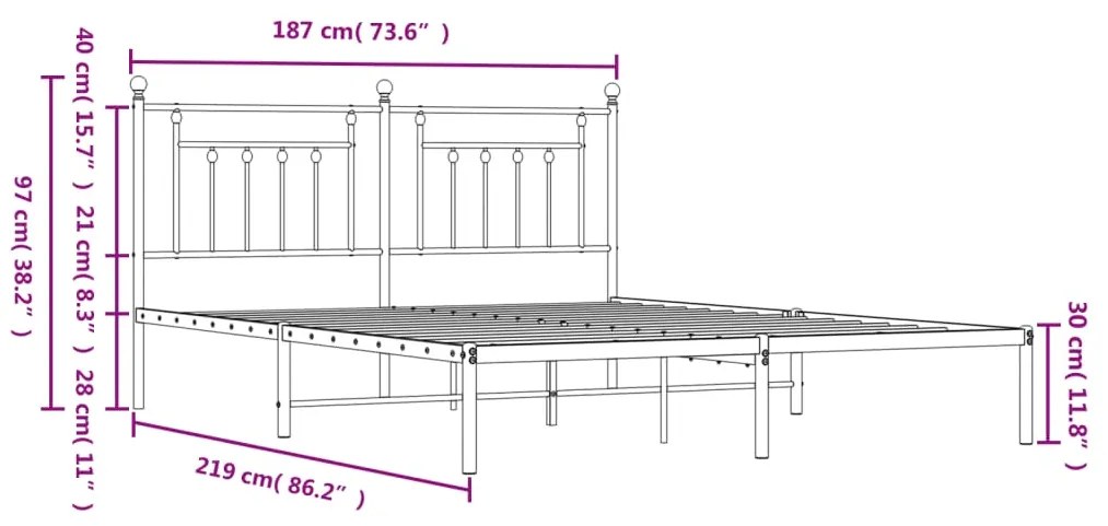 Estrutura de cama com cabeceira 183x213 cm metal preto