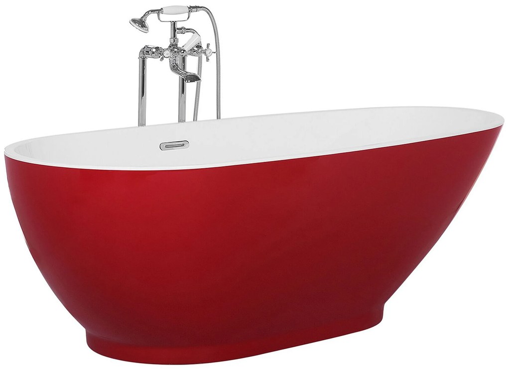 Banheira autónoma em acrílico vermelho e branco 173 x 82 cm GUIANA Beliani