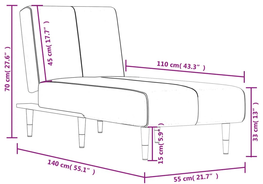 Chaise longue veludo cinzento-escuro