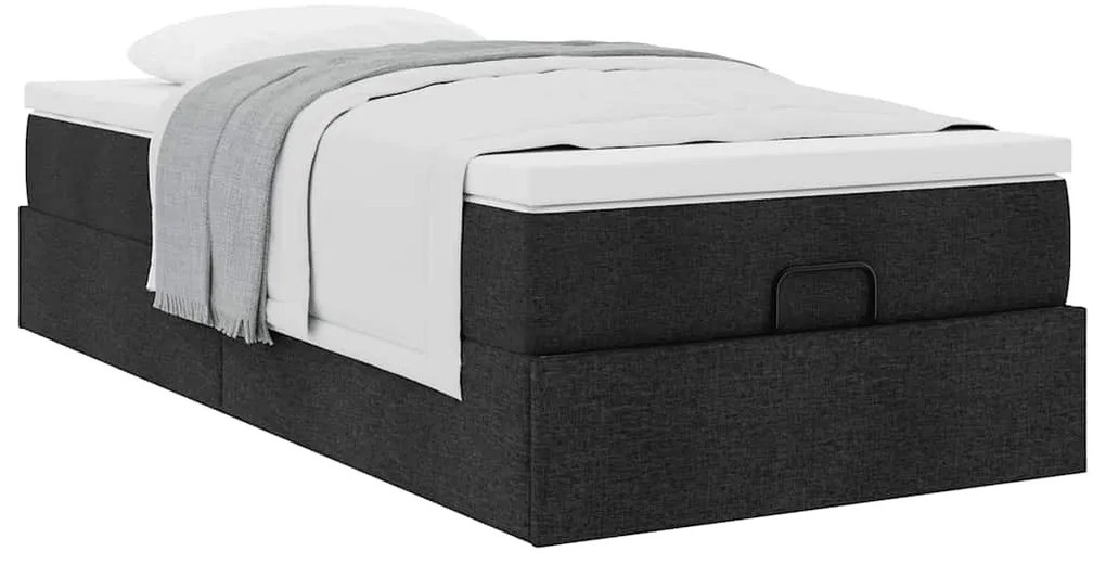 Estrutura de cama otomana com colchão 100x200cm tecido preto