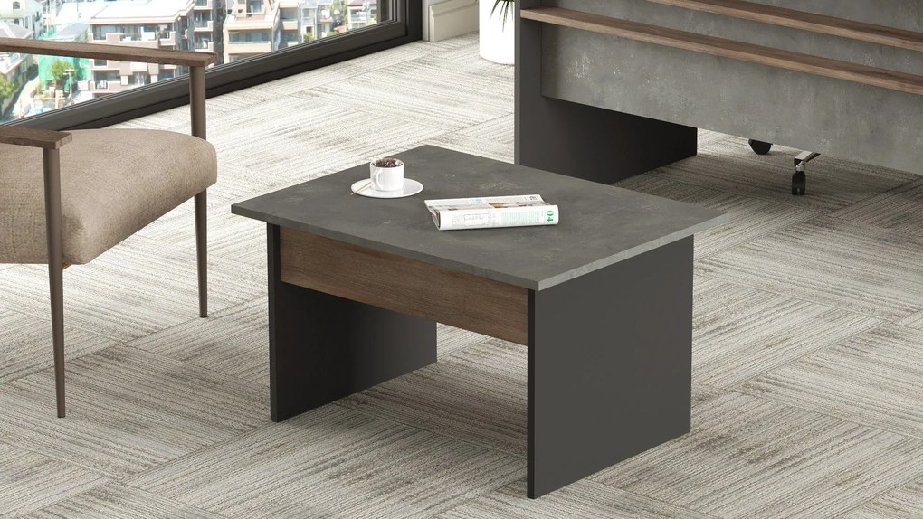 Mesa de Centro VS2 – Castanho, Cinzento, Antracite – 80x46,3x60 cm