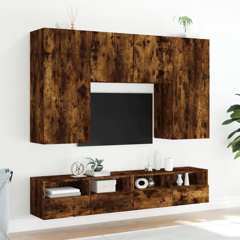 Móvel parede TV 100x30x30 cm derivados madeira carvalho fumado