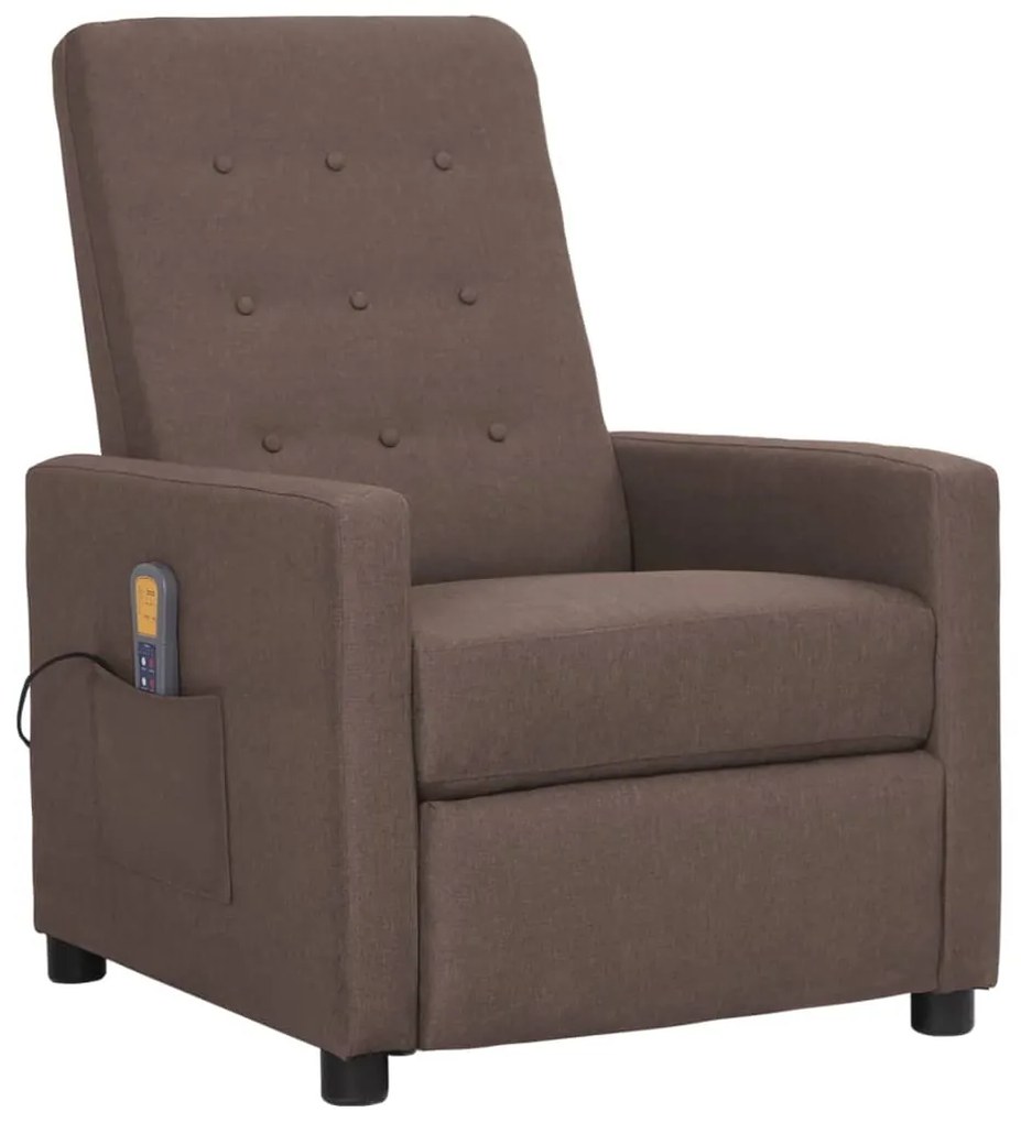 vidaXL Poltrona de massagens tecido cinza-acastanhado