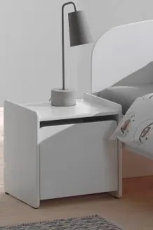 Conjunto cama infantil KIDDY (90x200) + Estrado + mesa de cabeceira Branca