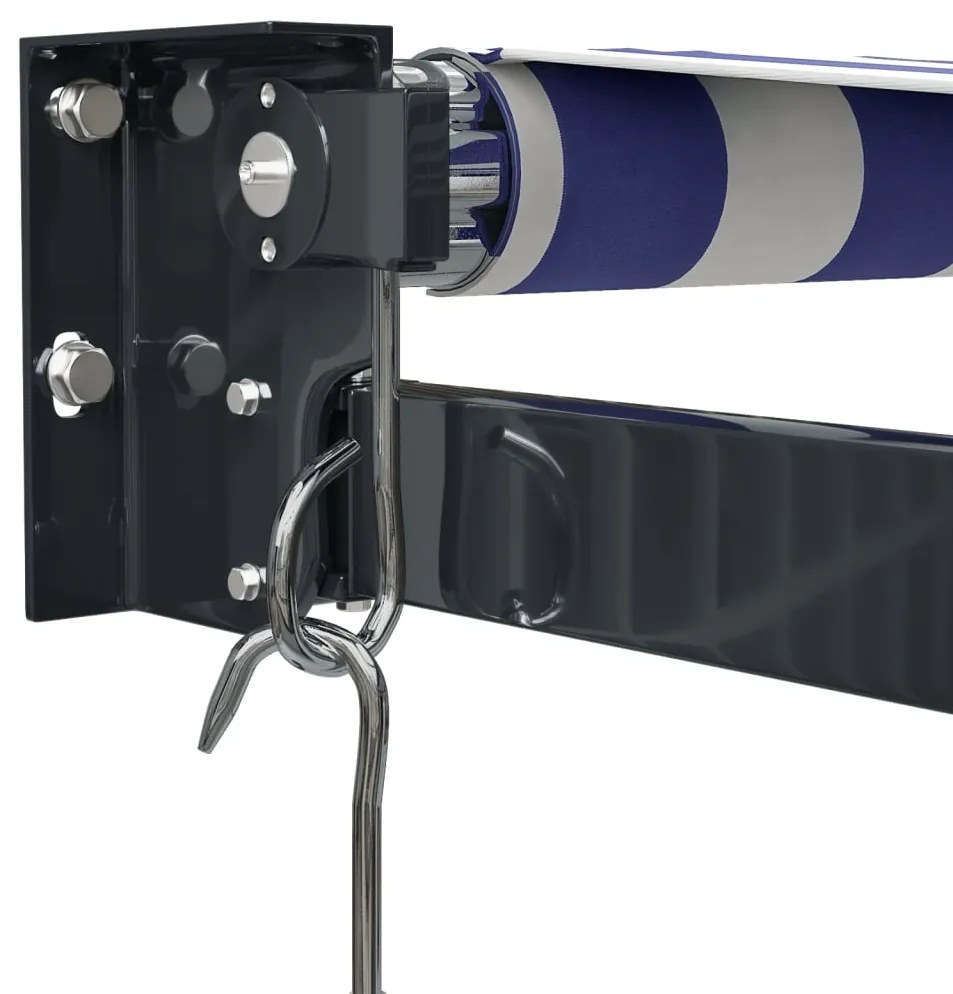 Toldo retrátil 3x2,5 m tecido e alumínio azul e branco