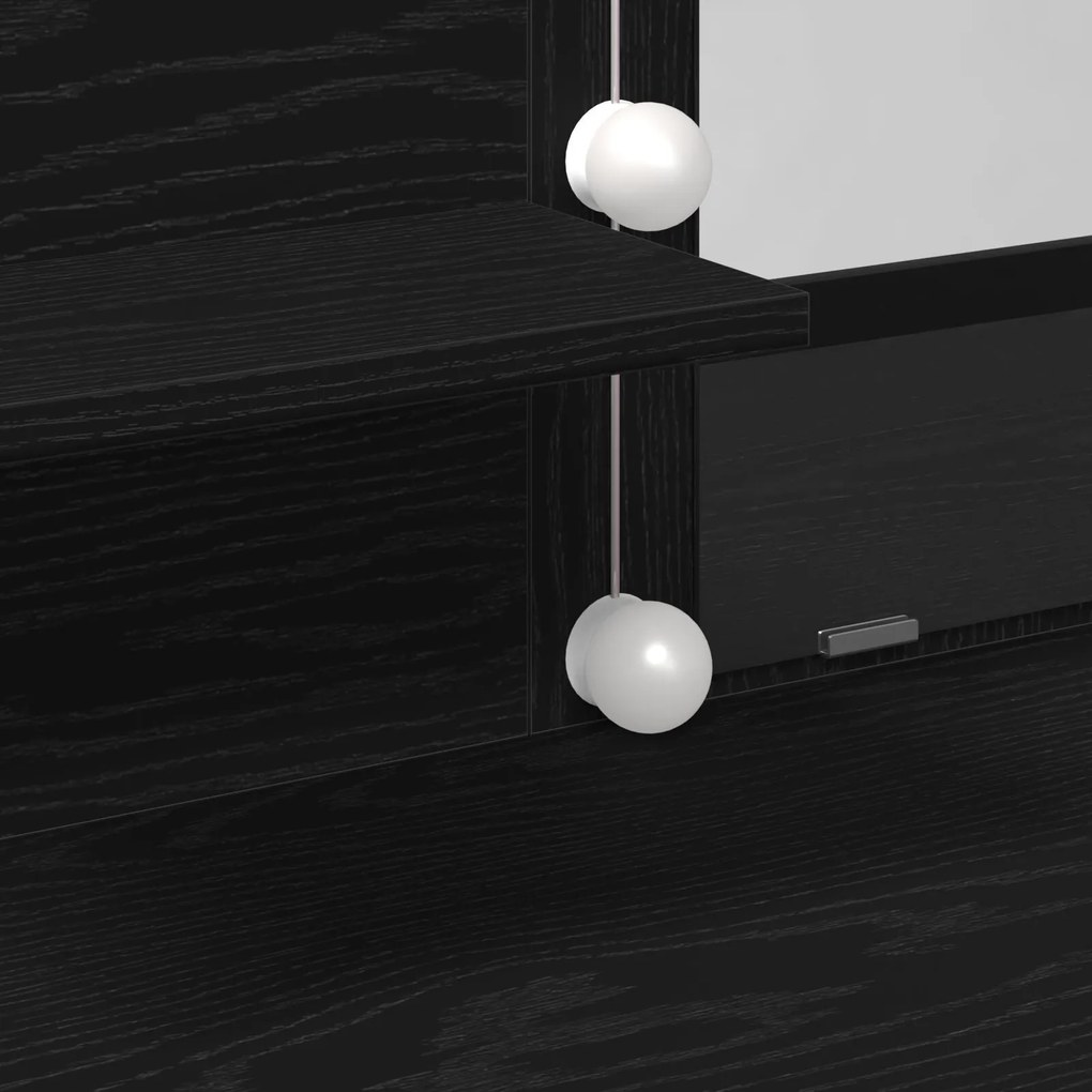 Mesa de Maquiagem vidaXL com LED Carvalho Preto 100x40x130 cm
