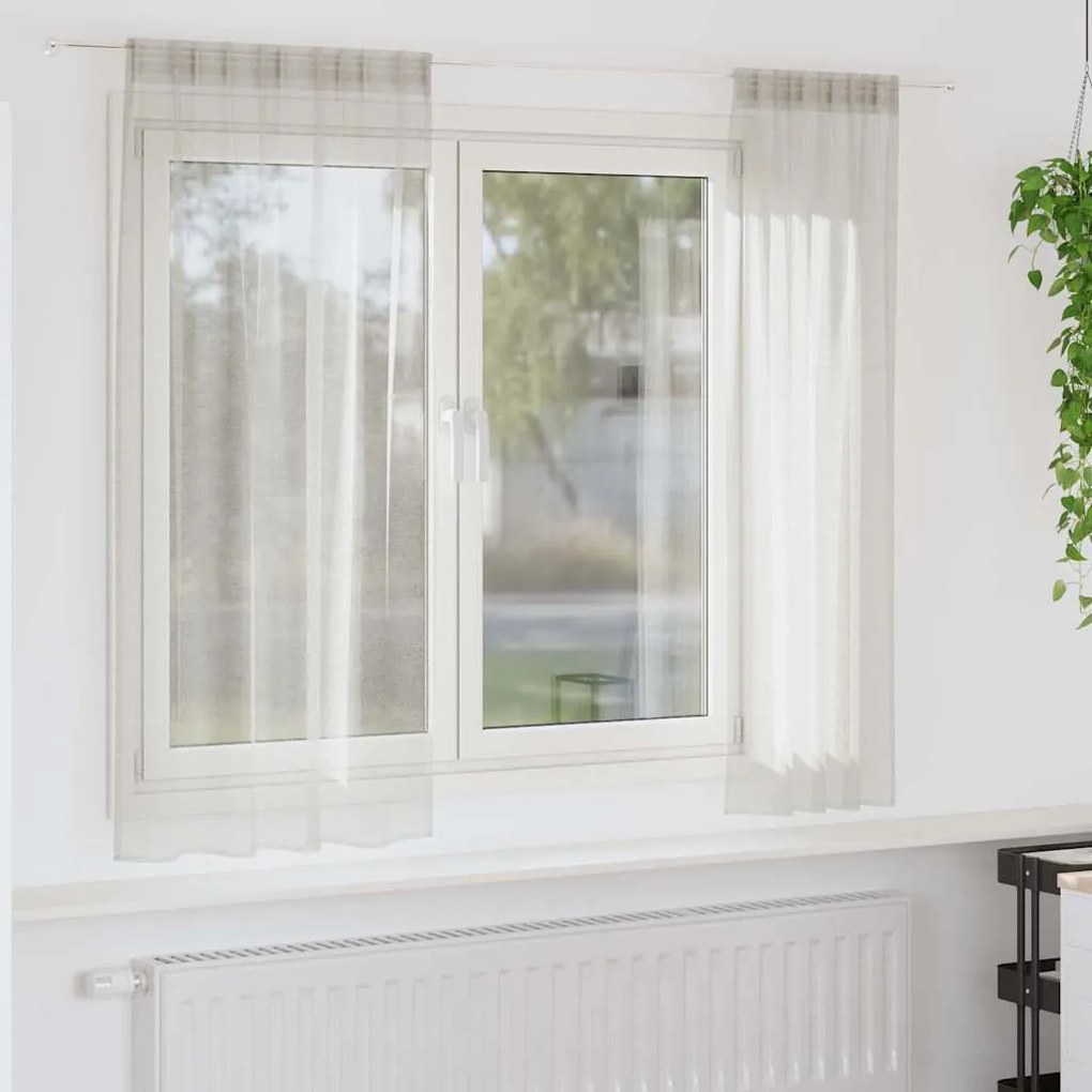 Cortinas com cortinas 2 pcs Creme 140 x 175 cm Poliéster