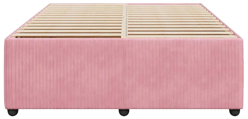 Estrutura de cama 160x200 cm veludo rosa