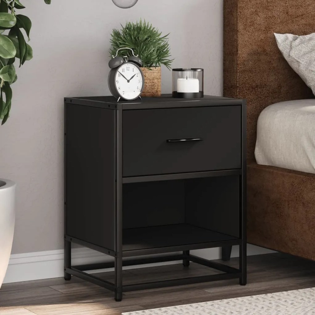 vidaXL Mesa de cabeceira 40x31x50 cm derivados de madeira preto
