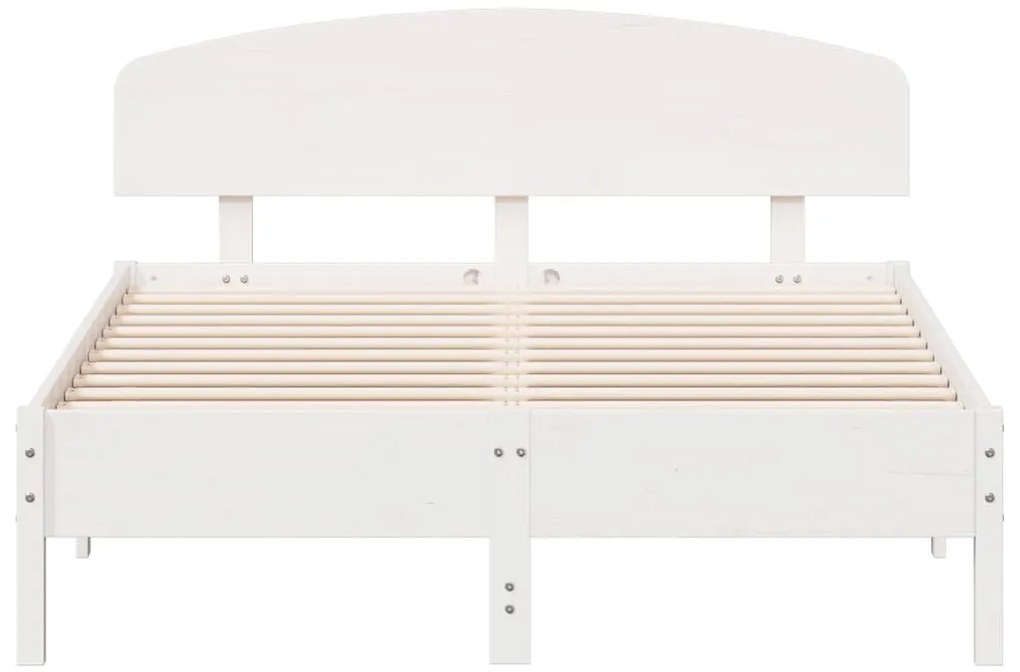 Cama sem colchão 135x190 cm madeira de pinho maciça branco