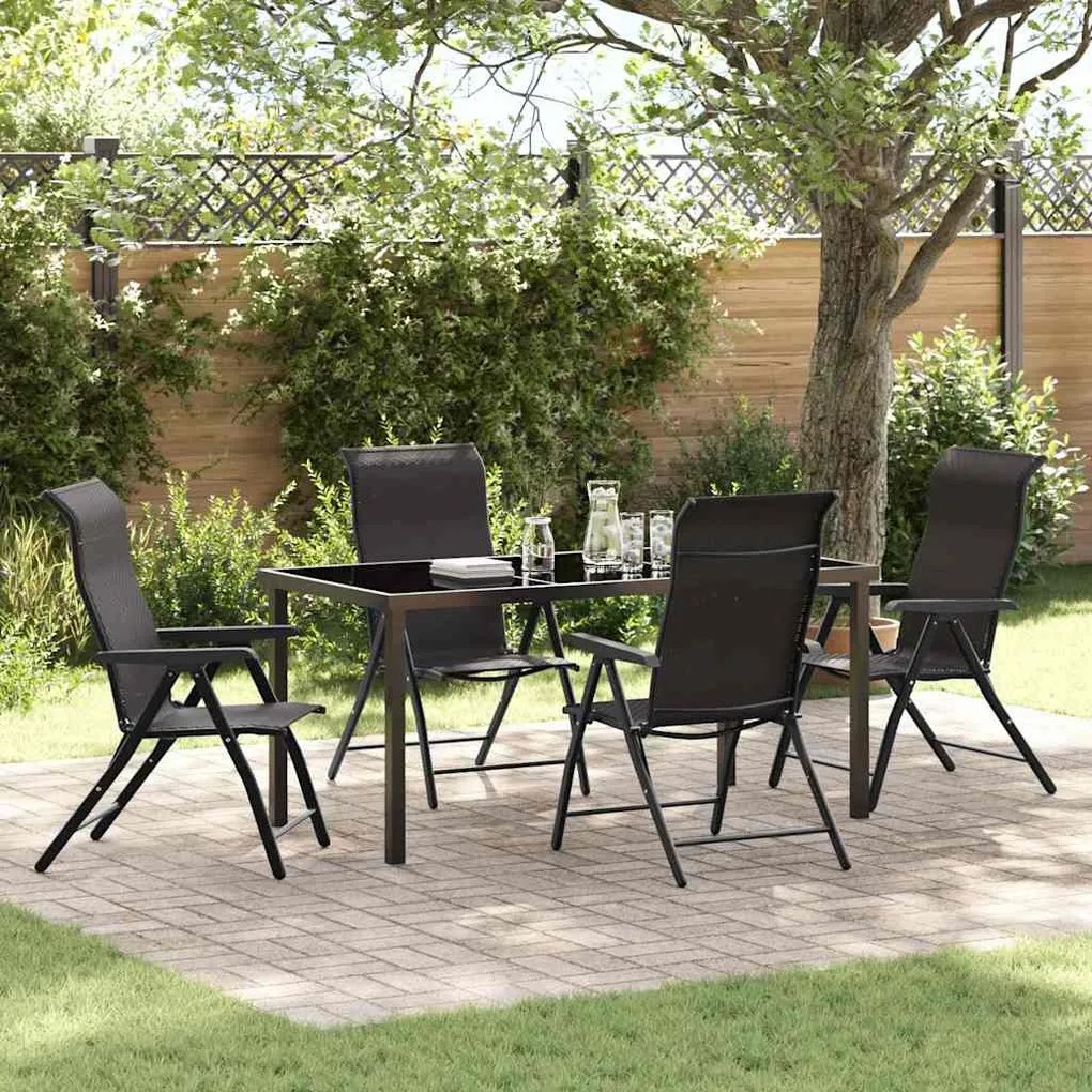 vidaXL Conjunto de Jantar de Jardim 5 Peças Preto de Rattan Sintético