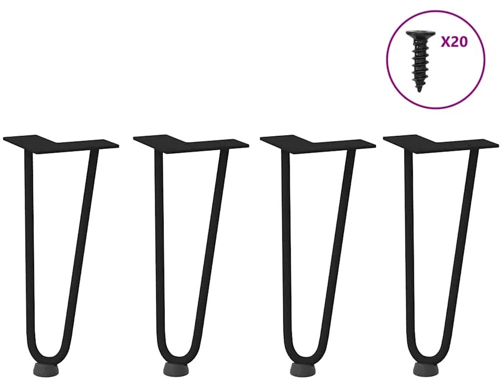 vidaXL Pernas de grampo para mesa de centro 4 peças pretas 30 cm aço maciço