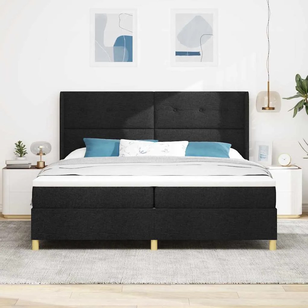 vidaXL Cama Box com Colchão Preto 200x200 cm