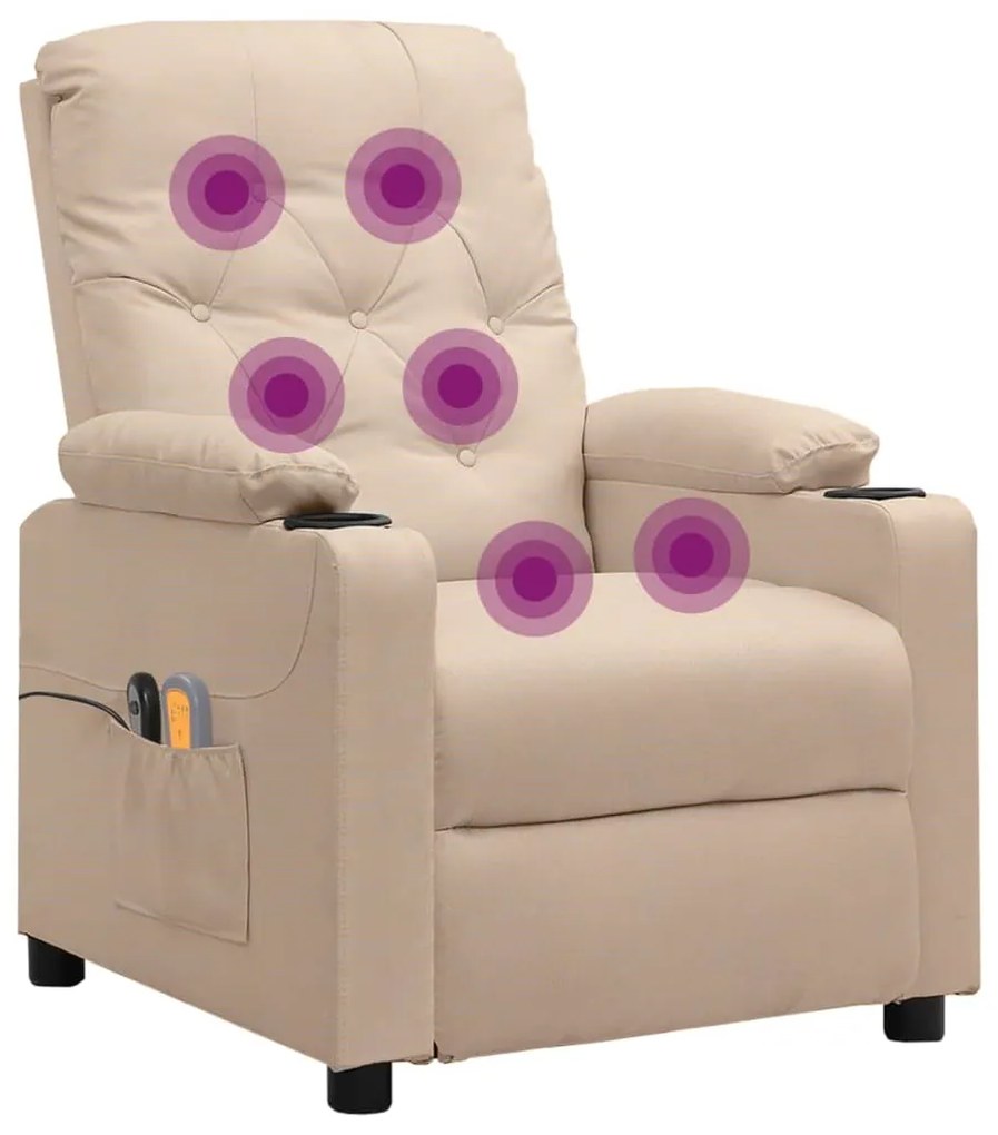 Poltrona elevatória de massagens elétrica tecido creme