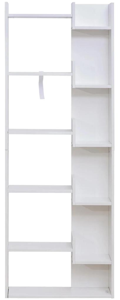 HOMCOM Estante para livros de 6 níveis estante vertical sistema anti-tombamento de desenho moderno 60x21x162,5 cm Branco | Aosom Portugal