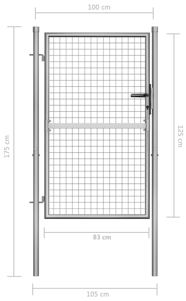 Portão de jardim em aço galvanizado 105x175 cm prateado