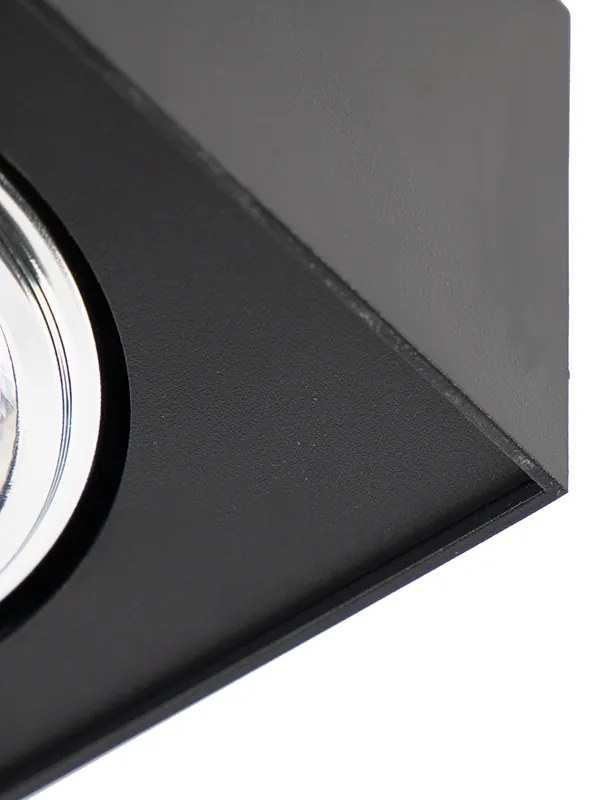 Foco de teto design preto quadrado 3-luzes - Kaya Moderno