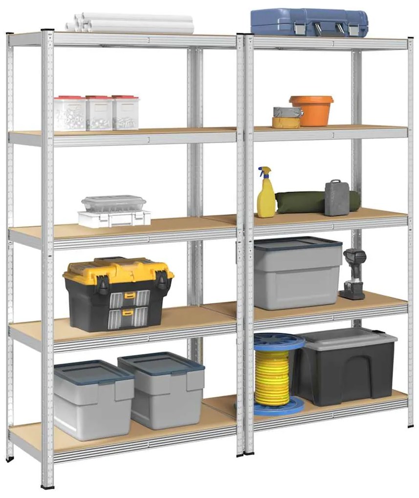 Prateleiras de armazenamento de 5 camadas 2 pcs aço prateado