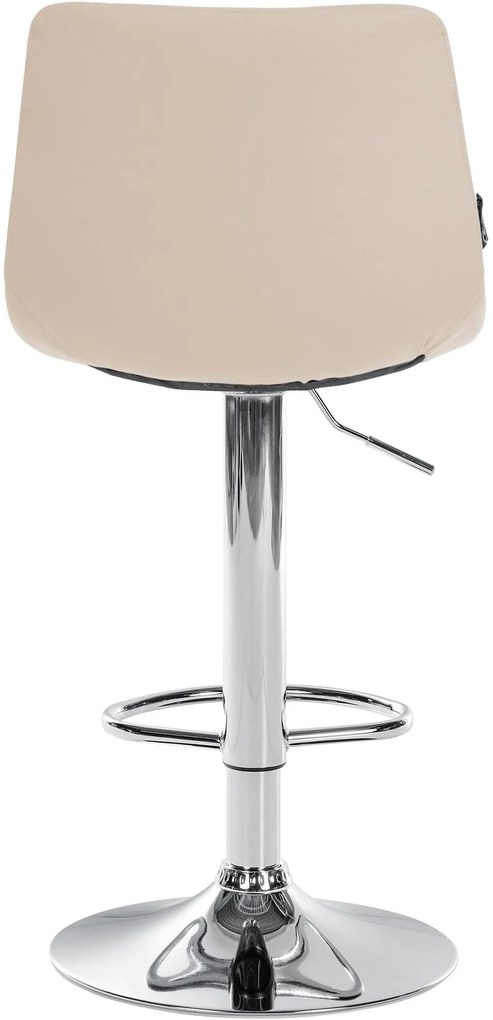 Banco de bar Jerry em couro sintético com estrutura cromada 87-108,5 x 43 x 46,5 cm Creme